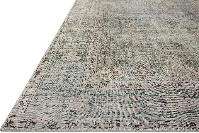 Loloi Chris Loves Julia Jules Collection JUL-08 Emerald/Antique Ivory 2'-3'' x 3'-9'', .13" Pile Height, Accent Rug