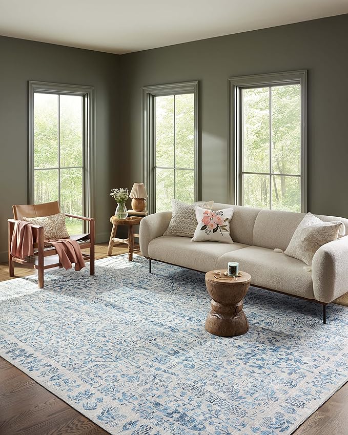 Loloi Rifle Paper Co. Maison Collection MAO-07 Blue 5'-0" x 7'-6", .19" Pile Height, Area Rug