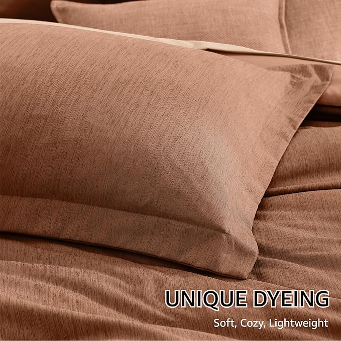 Monbix California King Comforter Set - 7 Pieces Cationic Dyeing Autumn Leaf Bed in a Bag Cal King Bed Sets with Comforter, Sheets, Pillowcases & Shams, Reversible Bedding Comforters Sets