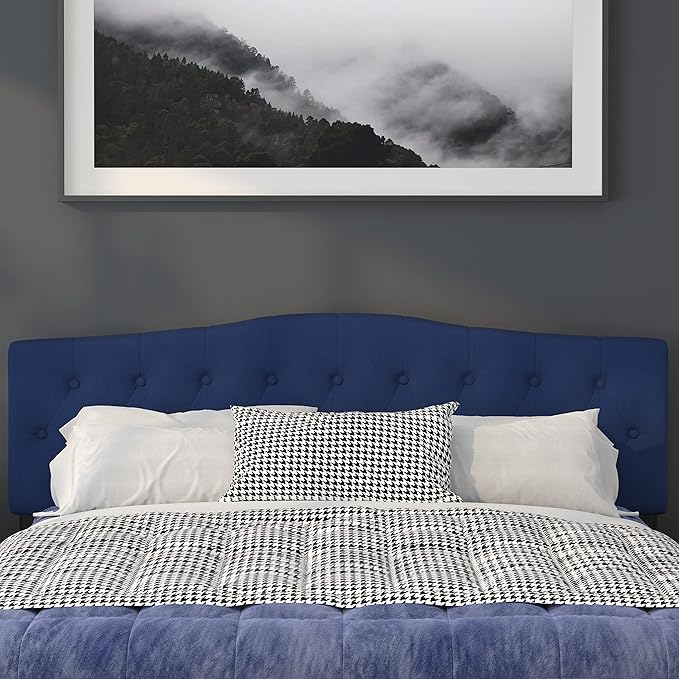 Flash Furniture Cambridge Button Tufted and Diamond Stitched Upholstered King Size Headboard in Navy Fabric