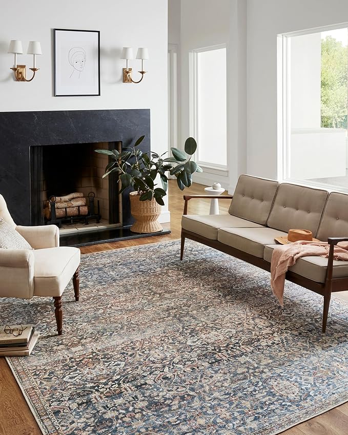 Loloi Chris Loves Julia Jules Collection JUL-06 Denim/Spice 2'-6'' x 9'-6'', .13" Pile Height, Runner Rug