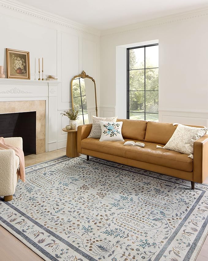Loloi Rifle Paper Co. Maison Collection MAO-05 Wisteria Cream 2'-6" x 12'-0", .19" Pile Height, Runner Rug