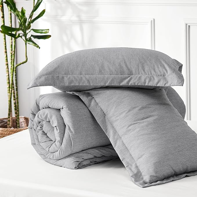 Bedsure California King Comforter Set - Grey Soft Bedding for All Seasons, Cationic Dyed Bed Set, 3 Pieces, 1 California King Size Comforter (104"x96") and 2 Pillow Shams (20"x36"+2")