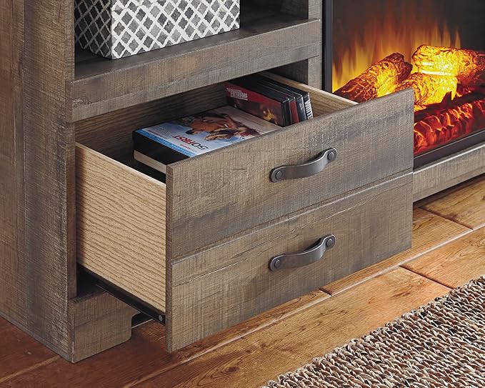 Signature Design by Ashley Entertainment Accessories Urban 63" TV Stand with Electric Fireplace for TVs up to 72", Dark Brown