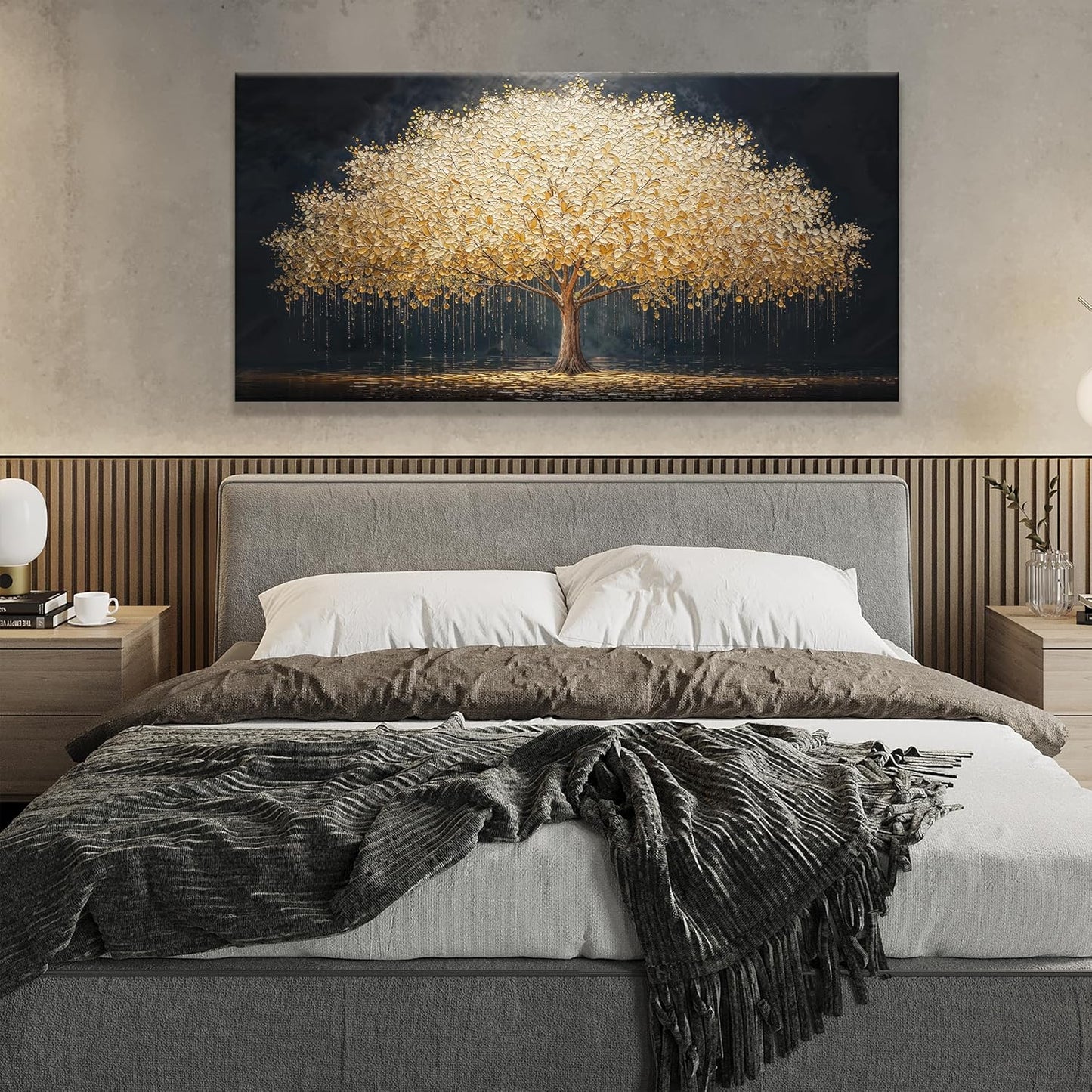 Wall Art Gold Tree Of Life Modern Wall Art Artwork Canvas Art Wall Decor Painting Gold Tree Pictures Abstract Wall Decor For Living Room Bedroom Dining Room Home Office Artwork Ready To Hang 24"X 48"
