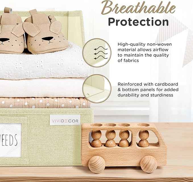 Trapezoid Closet Bins for Shelves – 12x12x10 Fabric Storage Baskets, Collapsible Organizer Boxes for Linen, Baby Clothes, Seasonal Storage – Light Beige, 3 Pack