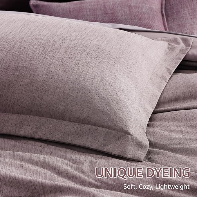 Monbix Full Size Comforter Set, Lilac Bedding Comforter for Full Size Bed Set Reversible, Bedding Sets Full 7 Pieces, Cationic Dyeing Bed in a Bag with Comforter, Sheets, Pillowcases & Shams
