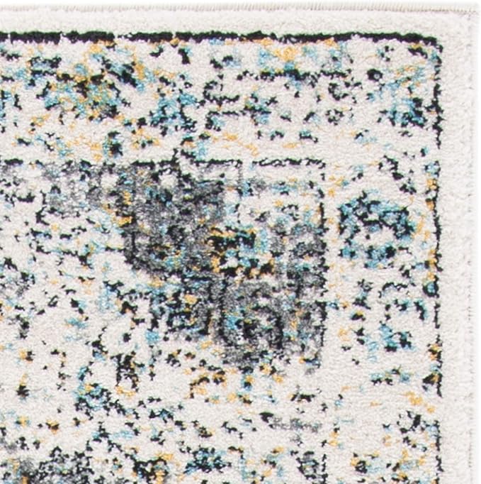 SAFAVIEH Area Rug 4x6 - Evoke Collection - Grey & Gold, Shabby Chic Oriental Medallion Design, Non-Shedding & Easy to Clean, Ideal for Living Room, Bedroom, Dining Space (EVK220B)