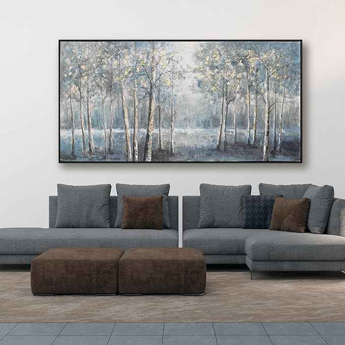 Dark color system Trees Canvas Wall Art Decor Modern Framed Wall Decorations Large Home Decor Wall Art Prints Forest Landscape 24"×48" Pictures for Room Wall Bedroom Office Decor