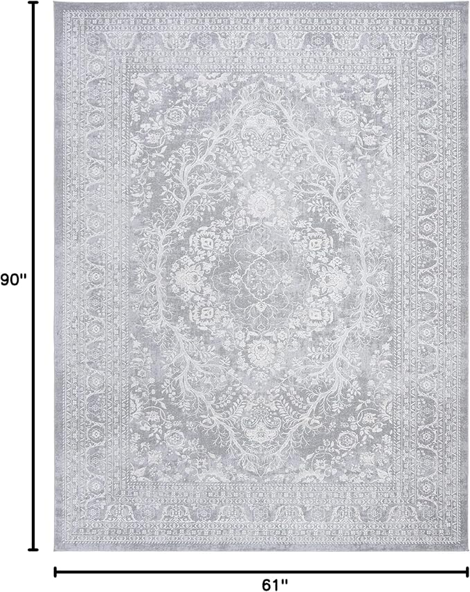 SAFAVIEH Reflection Collection Area Rug - 5'1" x 7'6", Light Grey & Cream, Non-Shedding & Easy Cleaning, Ideal for Living Room, Bedroom (RFT668G)