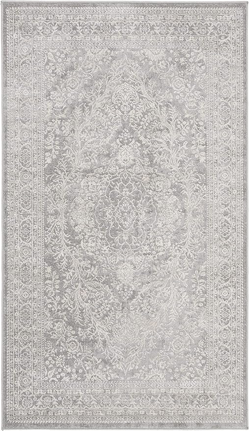 SAFAVIEH Area Rug 3x5 - Reflection Collection - Light Grey & Cream, Non-Shedding & Easy Cleaning, Ideal for Foyer, Living Room, Bedroom (RFT668G)