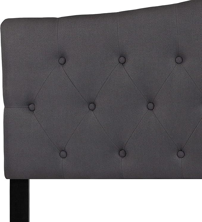 Flash Furniture Cambridge Tufted Upholstered Headboard for Queen Size Bed, Contemporary Fabric Tufted Headboard with Adjustable Height, Dark Gray