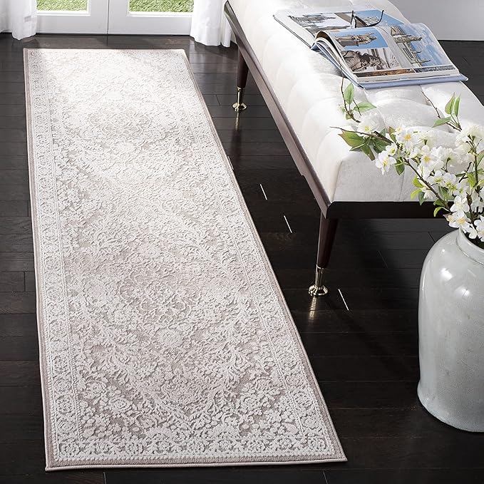 SAFAVIEH Reflection Collection Runner Rug - 2'3" x 12', Beige & Cream, Non-Shedding & Easy Cleaning, Ideal for Living Room, Bedroom (RFT668A)