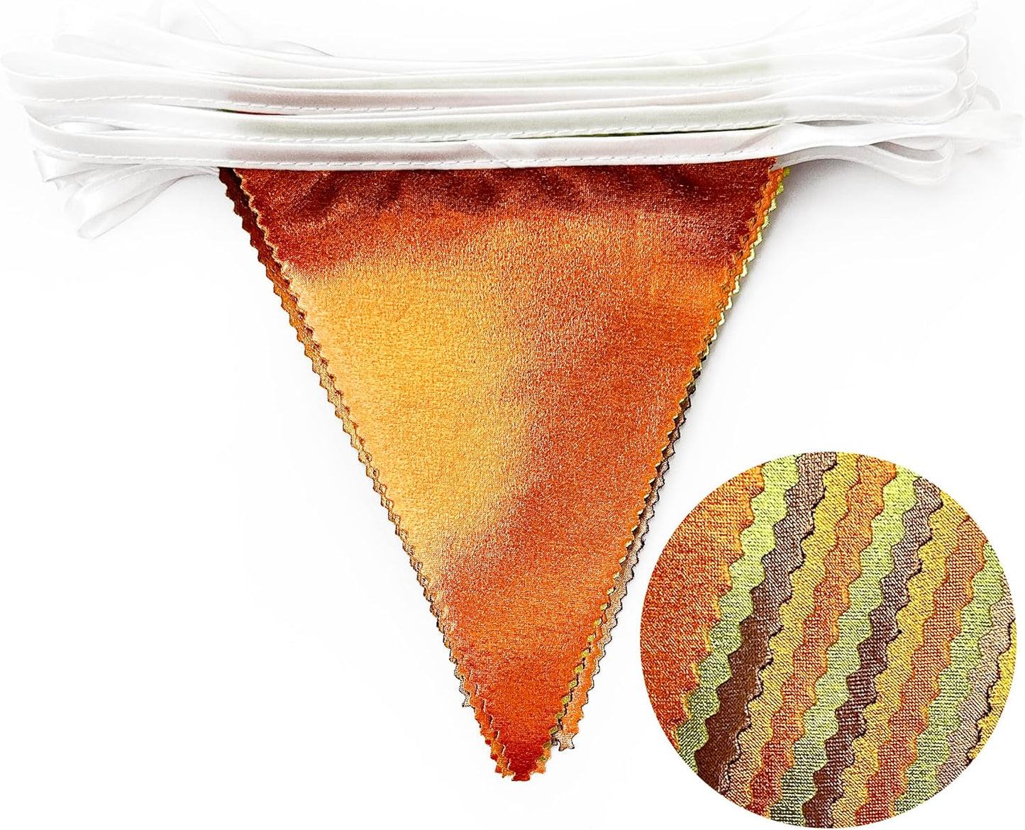 Fall Party Decorations Orange Green Gold Brown Metallic Fabric Triangle Pennant Flag Bunting Banner for Fall Autumn Thanksgiving Wedding Birthday Baby Shower Bridal Shower Engagement Party Supplies
