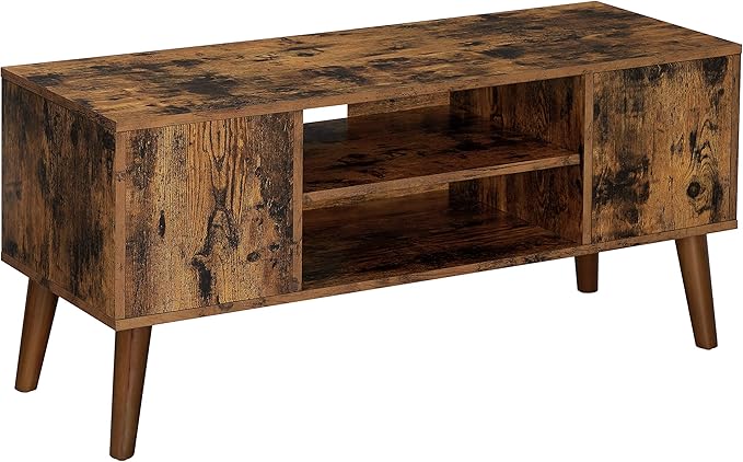 VASAGLE Retro TV Stand for Televisions up to 42 Inches, Mid-Century Modern Entertainment Center, 43.4”, Rustic Brown