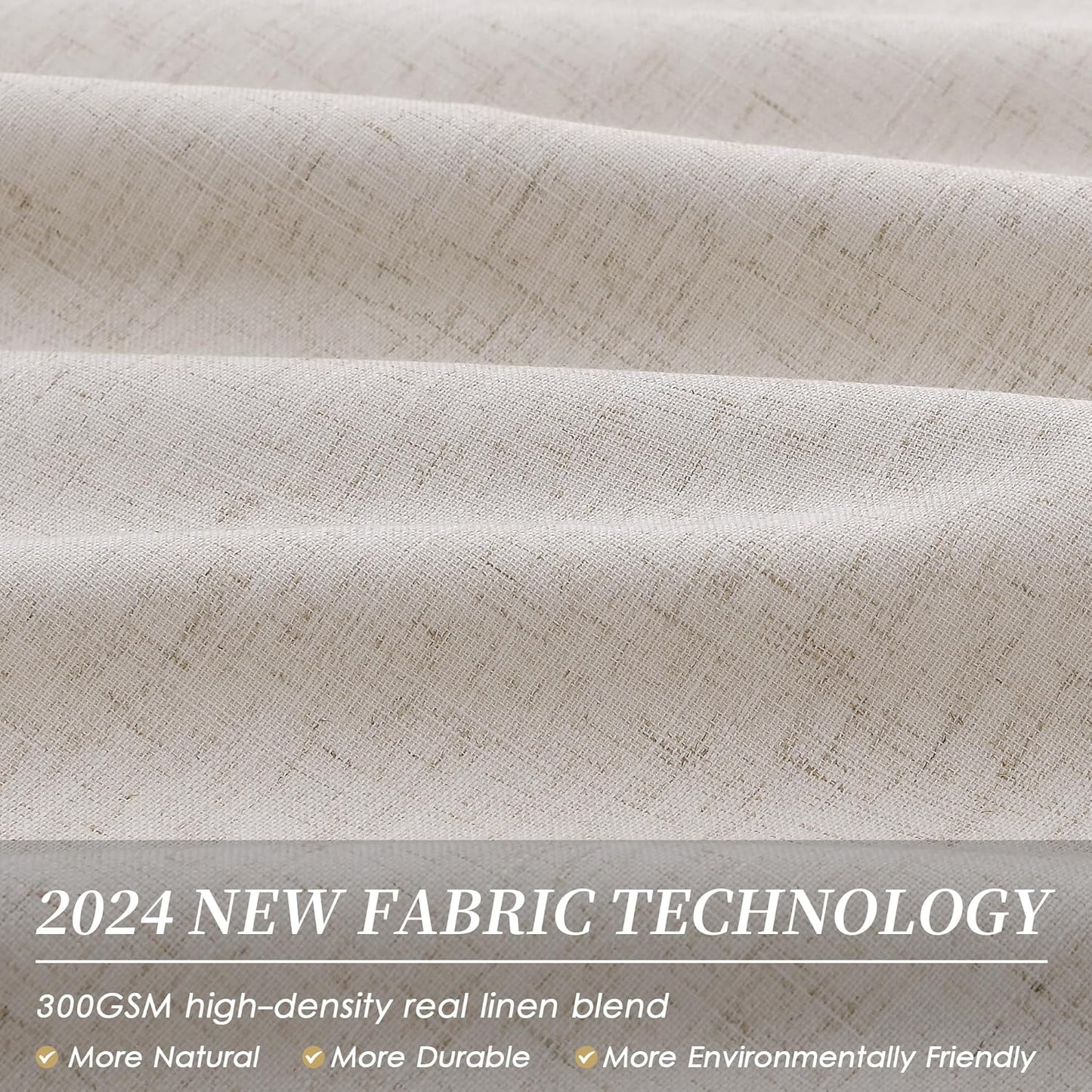 BOODII 100 Inch Blackout Curtains 2 Panels Set Back Tab Thermal Insulated Sand Beige Linen Textured Black Out Curtains Noise Reducing Neutral Living Room Darkening Window Drapes Pleated Look 52x100