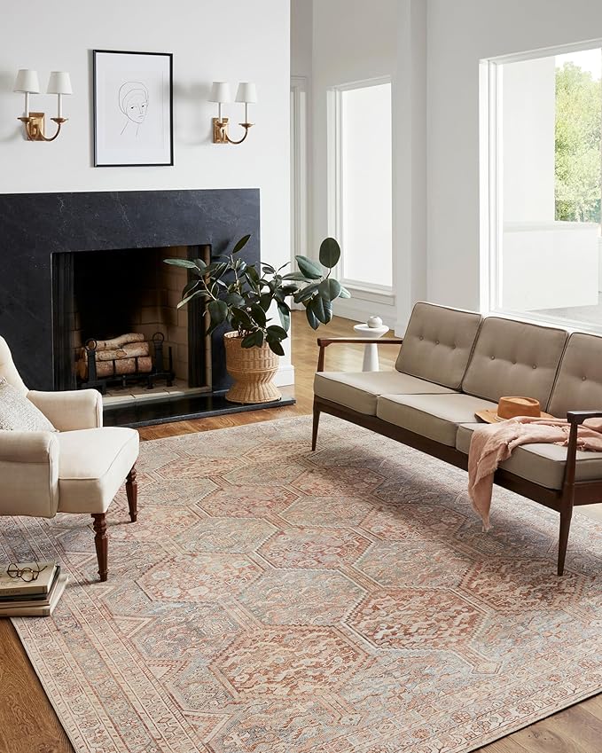 Loloi Chris Loves Julia Jules Collection JUL-04 Tangerine/Mist 8'-6'' x 11'-6'', .13" Pile Height, Area Rug