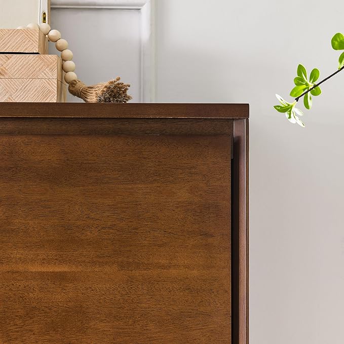 Ball & Cast 39″ Narrow Sideboard Cabinet with 2 Doors and 2 Outlet Holes, Mid Century Modern Credenza & Buffet Storage Cabinet for Living Room, Entryway,Kitchen Coffee Bar & Hallway, Walnut
