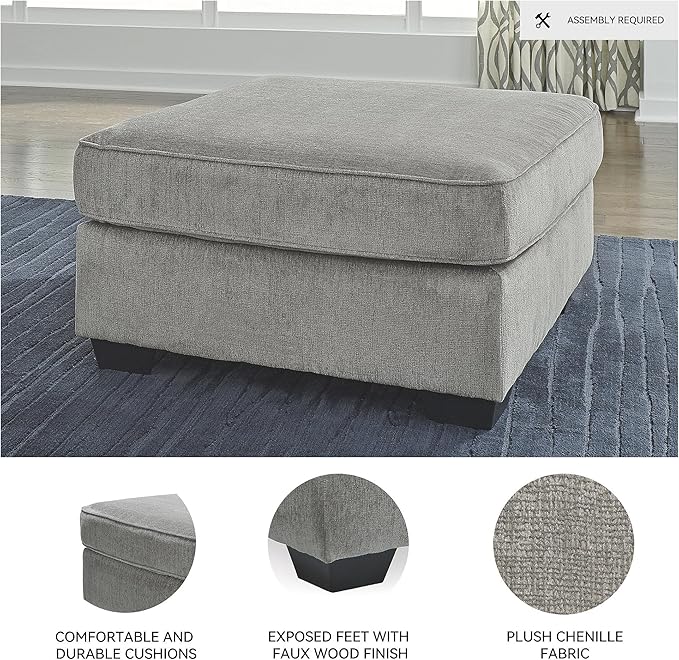 Signature Design by Ashley Altari Modern Square Oversized Ottoman, Light Gray