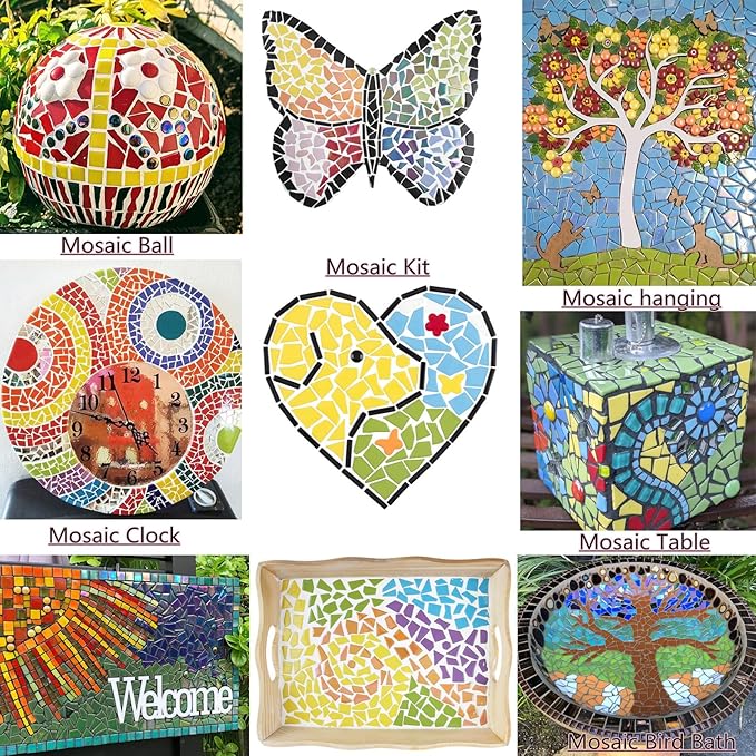 Youway Style Pink Glass Mosaic Tiles for Crafts Bulk,200g Broken Glass Pieces for DIY Spring Mosaic Art Decor,Garden Mosaic Supplies