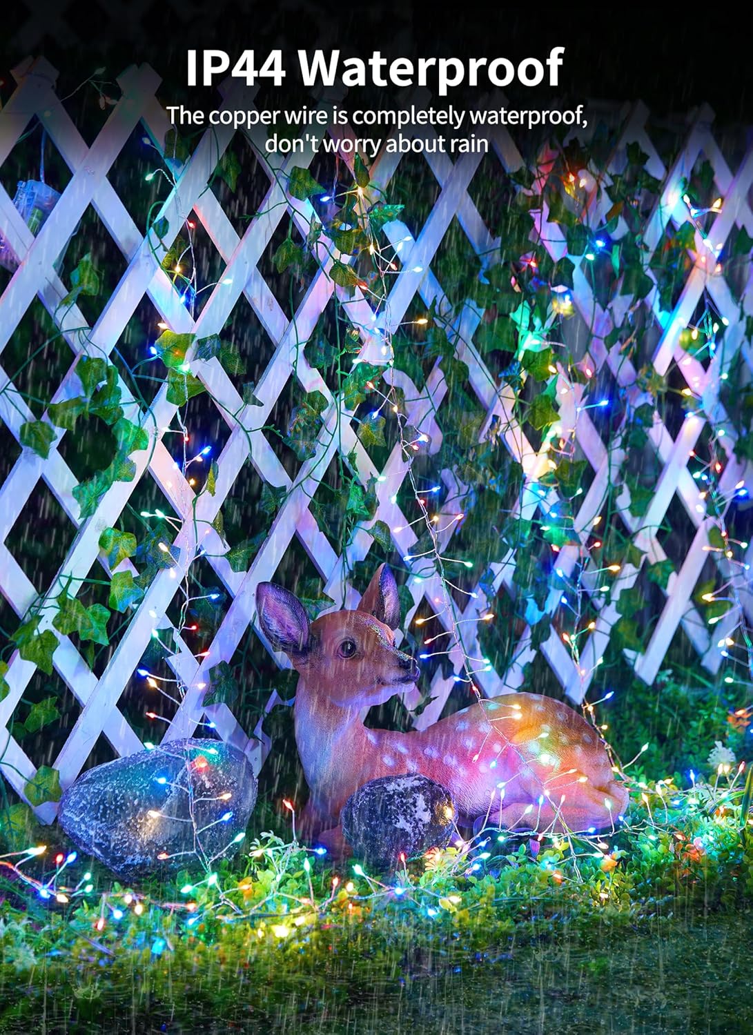 Outdoor Fairy Lights Battery Operated, 2 Pack Firecracker Twinkle String Lights with Remote, 5 Feet 60 LEDs for DIY Wreath Wedding Party Bedroom Mason Jar Holiday Christmas, Multicolor