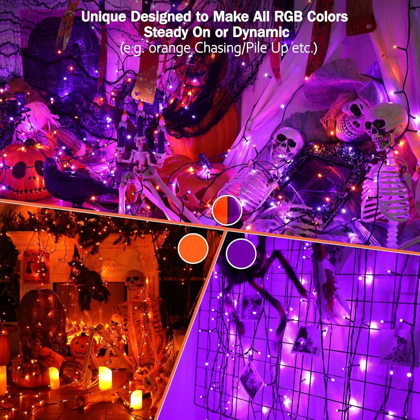 BrizLabs RGBW Christmas Lights, 98.5FT 300 LED Color Changing Halloween String Lights with Remote, Warm White Christmas Light, Twinkle Mini Light String for Indoor Outdoor Xmas Halloween Tree Party