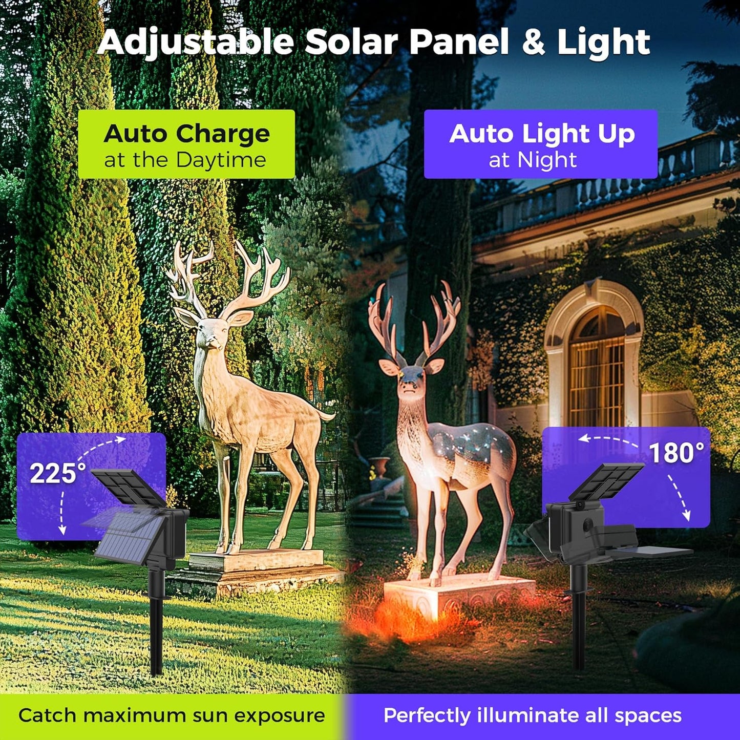 Color Changing Solar Spot Lights Outdoor Waterproof for Flag, Tree, House, Garden, Yard, Landscape Spotlights for Accent Uplighting Halloween Christmas Decorations-6 Pack