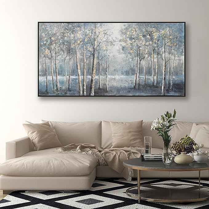 Dark color system Trees Canvas Wall Art Decor Modern Framed Wall Decorations Large Home Decor Wall Art Prints Forest Landscape 24"×48" Pictures for Room Wall Bedroom Office Decor
