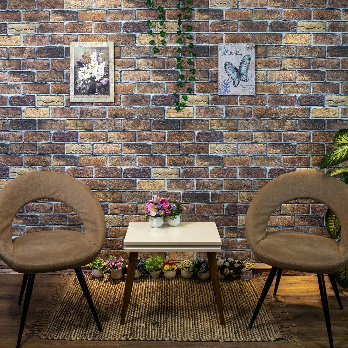 Dundee Deco 3D Wall Panels Faux Brick - Cladding, Brown Beige Stone Look Wall Paneling, Styrofoam Facing for Living Room, Kitchen, Bathroom, Balcony, Bedroom, Sample, Size 10 x 10 in.