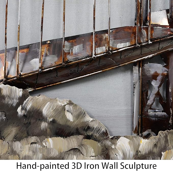 Empire Art Direct Golden Gate Bridge Metal, Hand Painted Primo Mixed Media Iron Sculpture, Decor, Ready to Hang,Living Room, Bedroom ＆ Office 3D Wall Art, 32" x 48" x 2.4"