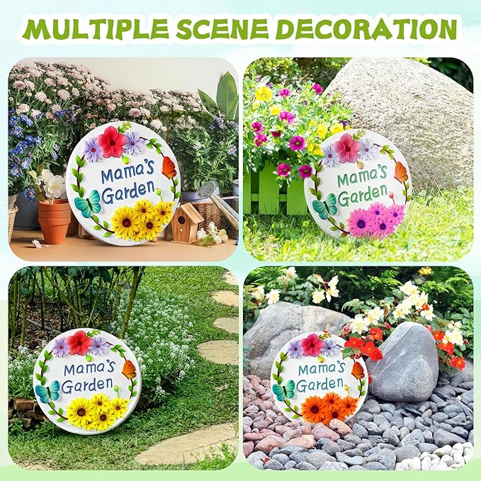 Juexica DIY 9.5 Inch Grandma's Garden Stepping Stone, Woman Gifts for Mom, Paint You Own Garden Stepping Stones, Woman Gifts for Nana,Stepping Stones(Mama,9.5 Inch)