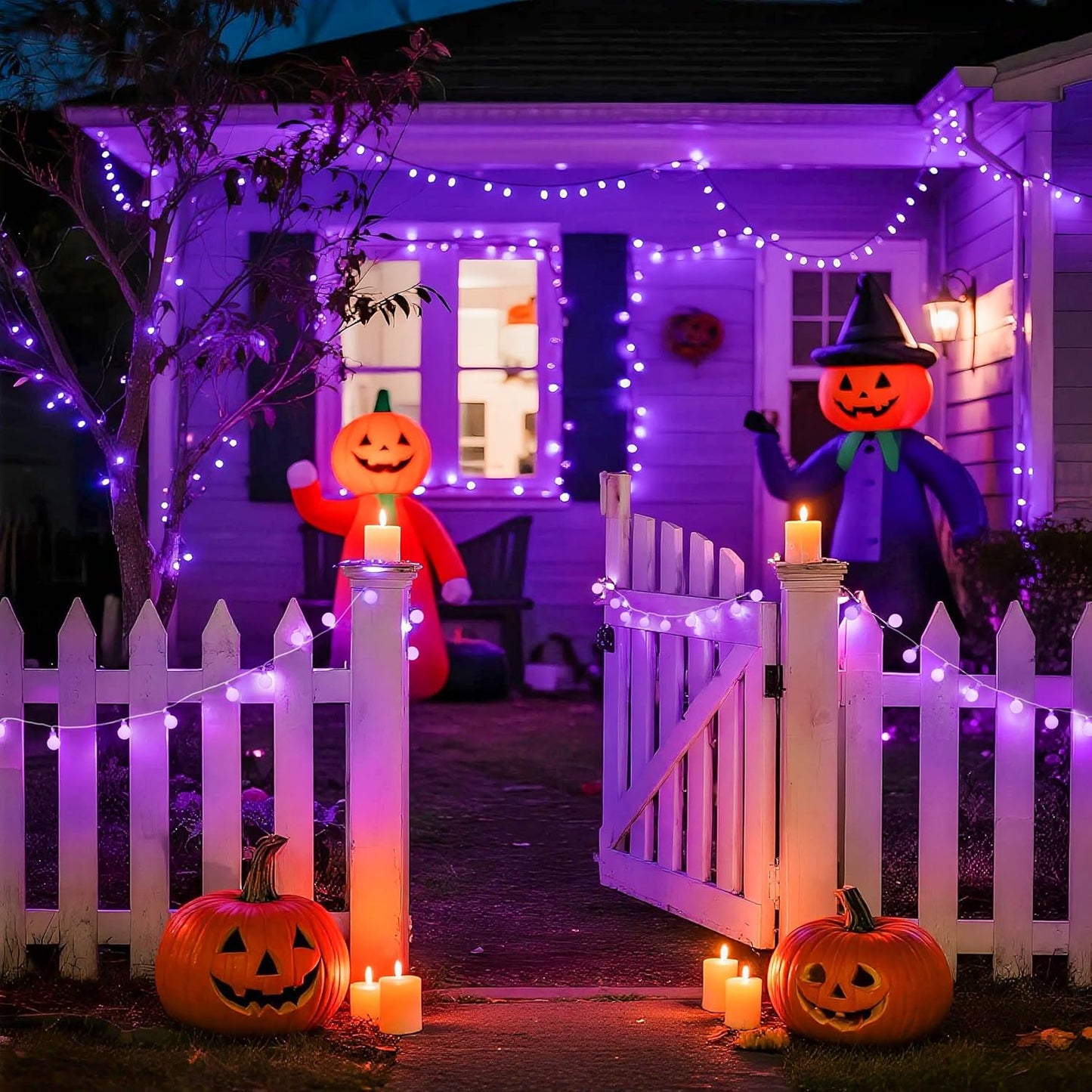 JMEXSUSS Purple Halloween Lights Indoor, Connectable 100 LED Globe String Lights Plug in with Remote, 33ft 8 Modes Purple String Lights Outdoor for Bedroom Room Party Halloween Decor