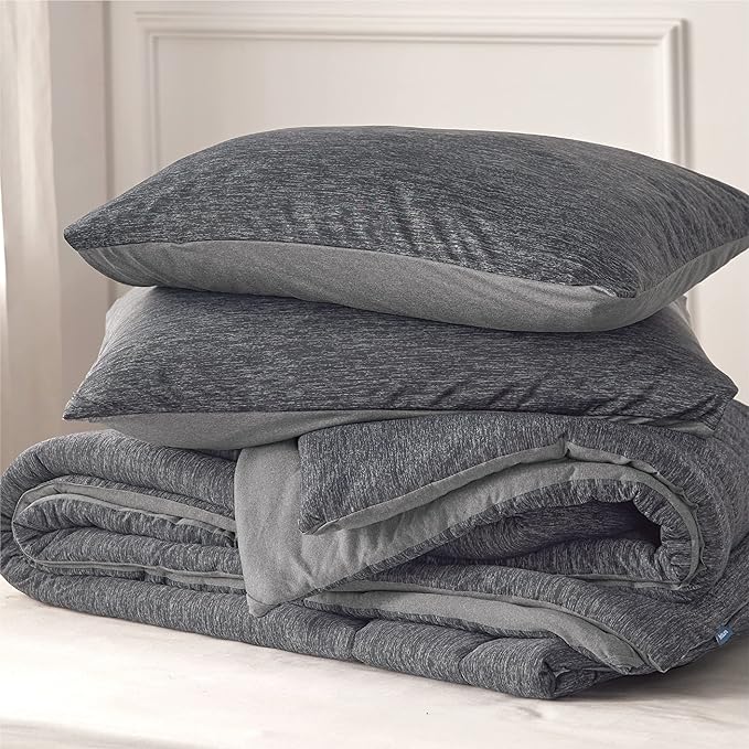 Bedsure California King Comforter Set - Cooling and Warm Bed Set, Dark Grey Reversible Bedding for All Season, 3 Pieces, 1 California King Size Comforter (104"x96") and 2 Pillow Cases (20"x36")