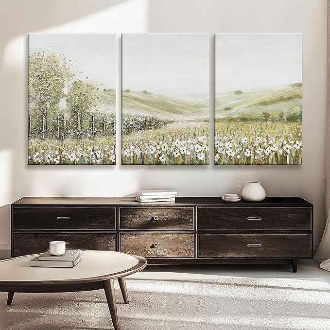 QSQ Canvas Wall Art Decor Natural Wall Decorations Home Decor Wall Art Prints Mountain Wilderness Landscape Large Size Artwork for Living Room Wall Bedroom Kitchen Office 24"x 36"x 3pcs