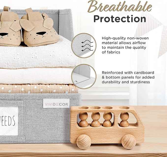 Trapezoid Closet Bins for Shelves – 12x12x10 Fabric Storage Baskets, Closet Organizers Bins, Open Front Fabric Baskets, Collapsible Organizer Boxes for Clothes, Linen – Light Gray, 3 Pack
