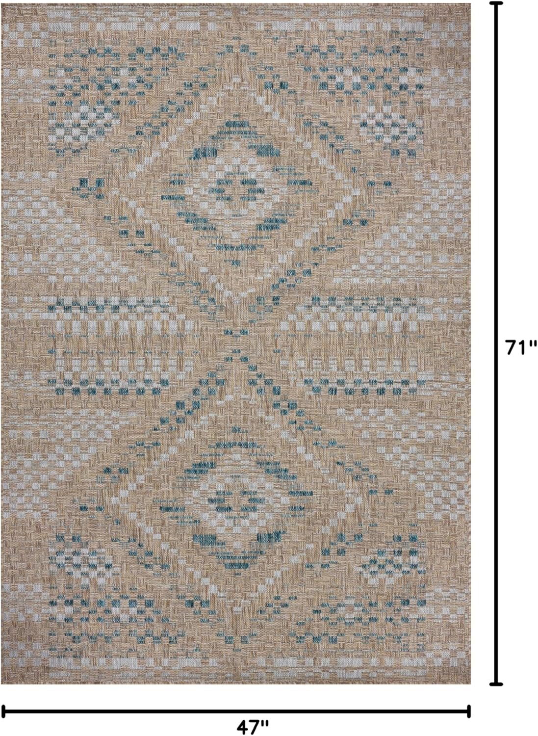 Loloi Amber Lewis Topanga Collection TOP-04 Natural/Aqua 3'-11" x 5'-11" Indoor/Outdoor Accent Rug