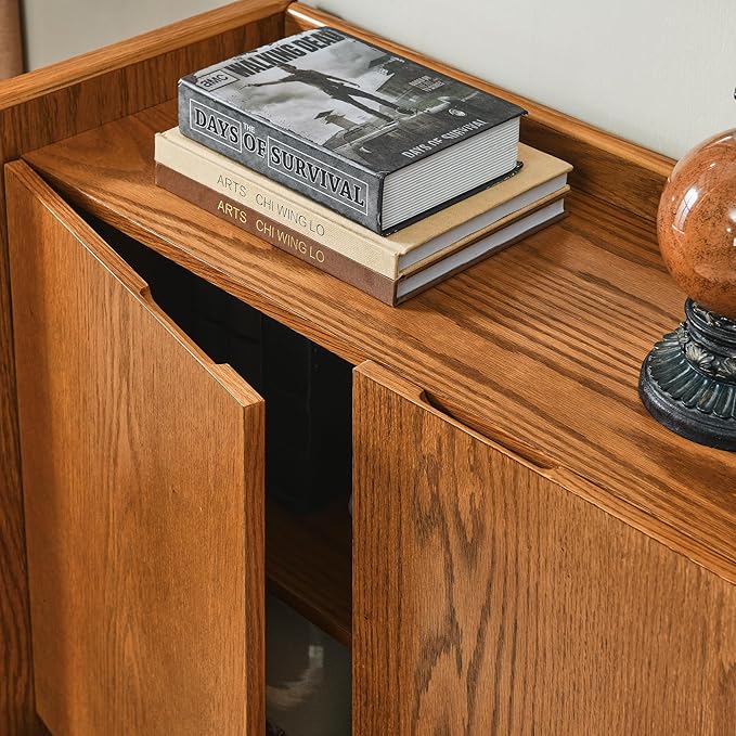 Ball & Cast 34" Walnut Sideboard Cabinet with Storage, Rustic Buffet Credenza Cabinet with 2 Doors and Adjustable Shelf, for Entryway, Hallway, Living Room, Dining Rooms & Kitchen Coffee Bar