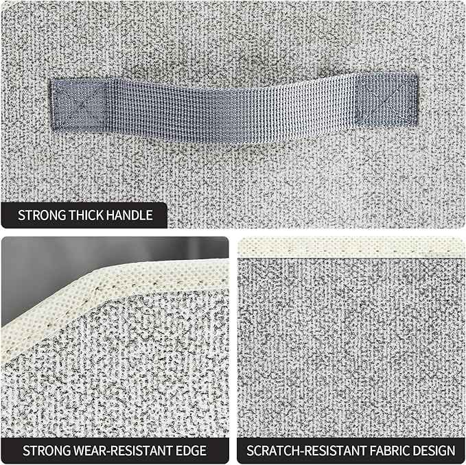 Trapezoid Closet Shelf Organizer - Large Baskets for Organizing, Fabric Storage Box for Shelves, Cube Storage Bins for Clothes, Books, Blankets, 3 Pack, Light Gray