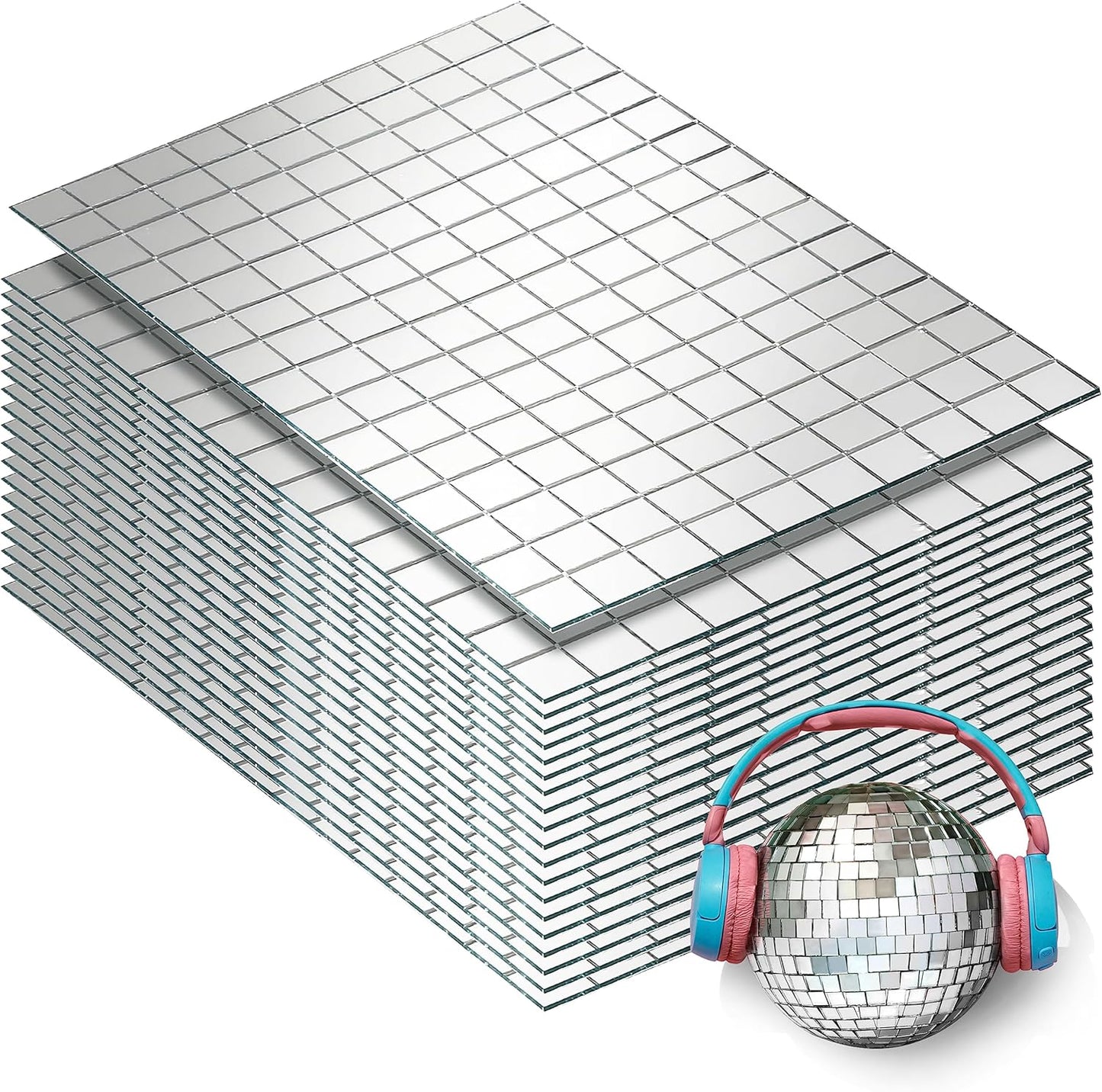 PP OPOUNT 3000 PCS Mirror Tiles Self Adhesive, 10x10mm Disco Tiles for DIY Craft, Home & Party Decoration, Sparkling Glass Mirror Mosaic Tiles for DIY Craft Decoration, Art Collage (Silver)