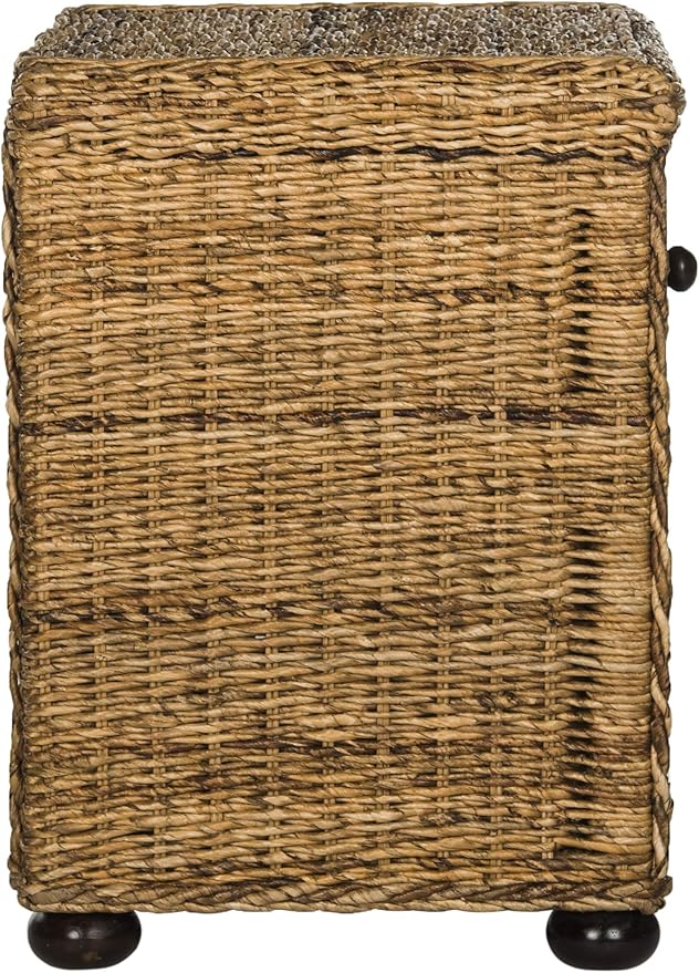 SAFAVIEH Home Collection Magi Tropical Natural Brown Rattan Solid Wood 1-Drawer Nightstand Table, Fully Assembled (SEA8001A)