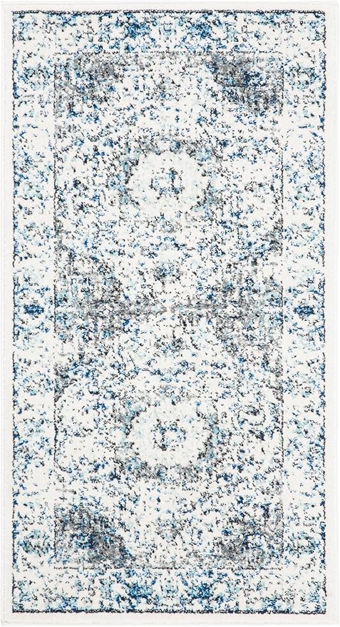 SAFAVIEH Evoke Collection Runner Rug - 2'2" x 5', Ivory & Grey, Shabby Chic Oriental Medallion Design, Non-Shedding & Easy to Clean, Ideal for Foyer, Kitchen, Entryway (EVK220D)
