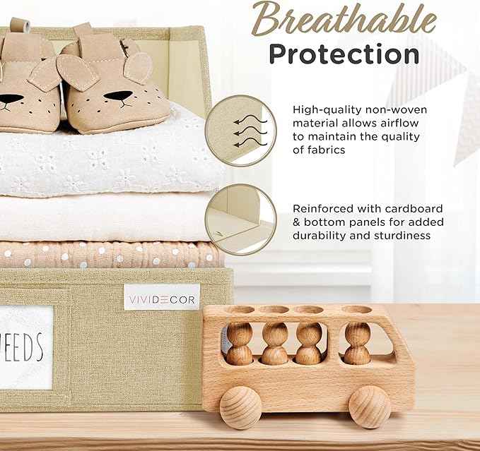 Trapezoid Storage Bins – 3-Pack Closet Shelf Organizer & Baskets, Open Front Bin for Shelves, Foldable Fabric Basket for Clothes, Cube Storage Bins, Towel, Clothing Shelf (Beige, 3 Pack)