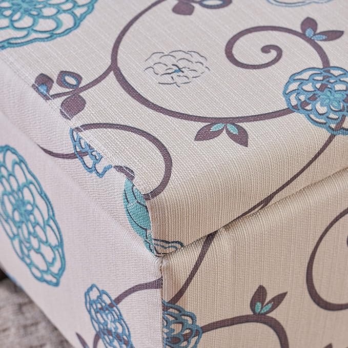 Christopher Knight Home Breanna Fabric Storage Ottoman, White And Blue Floral