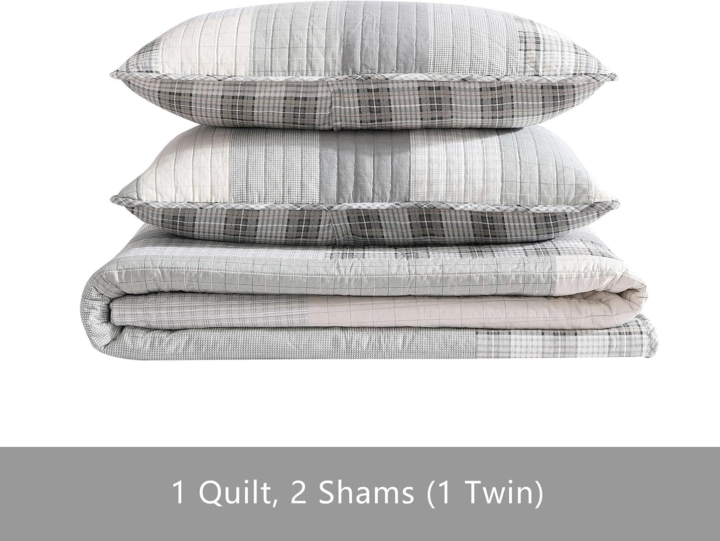 Eddie Bauer - King Quilt Set, Cotton Reversible Bedding with Matching Shams, Home Decor for All Seasons (Fairview Grey, King)
