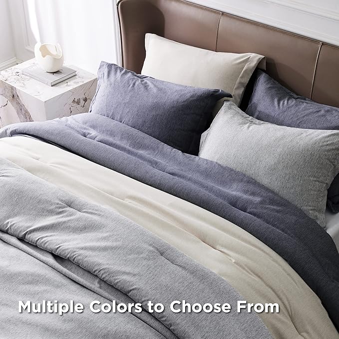 Bedsure Full Comforter Set - Denim Grey Soft Bedding for All Seasons, Cationic Dyed Bed Set, 3 Pieces, 1 Full Size Comforter (82"x86") and 2 Pillow Shams (20"x26"+2")