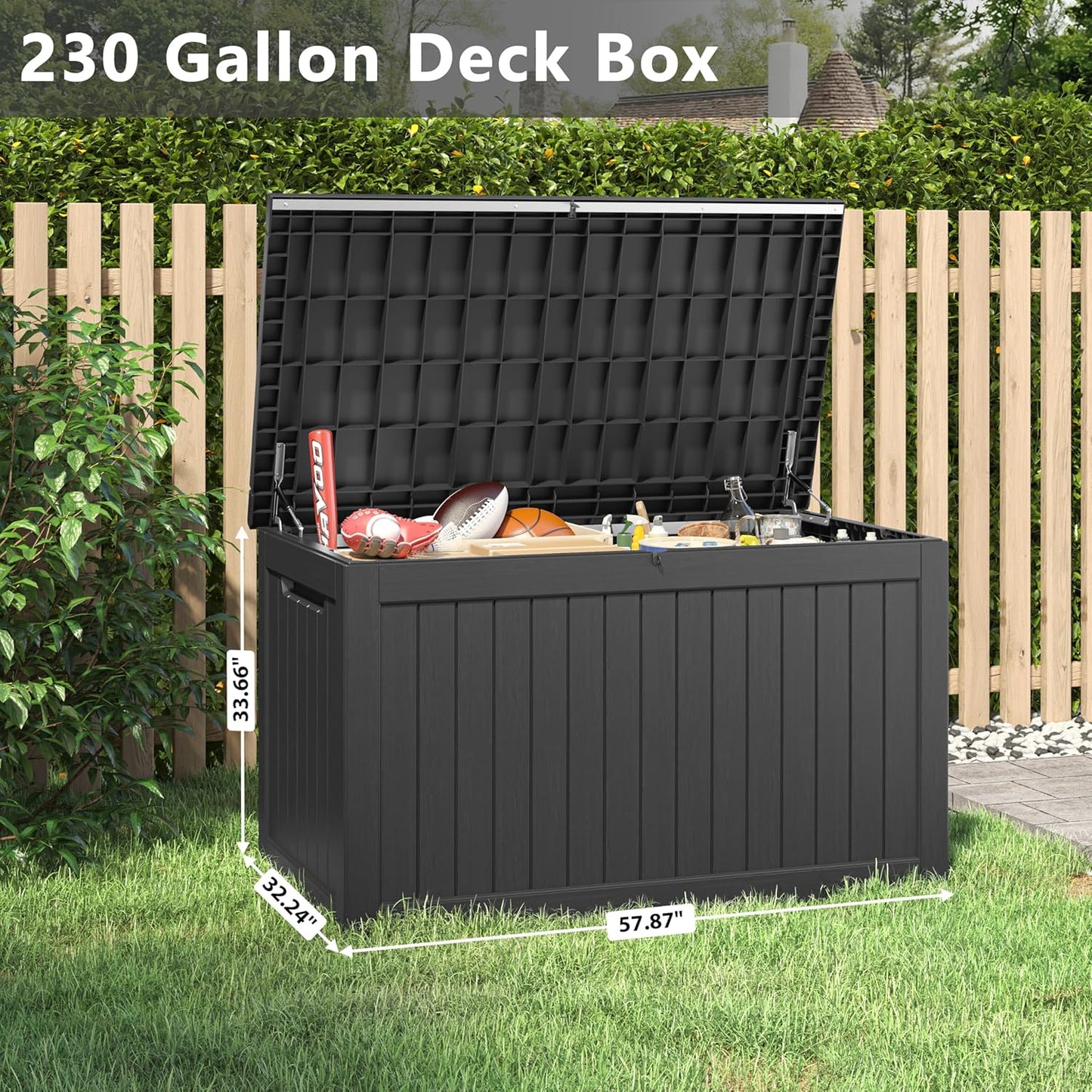 180 Gallon Outdoor Storage Box, Deck Box Resin Waterproof and UV Resistant Lightweight Deck Box for Garden Tools, Pool Supplies Organization
