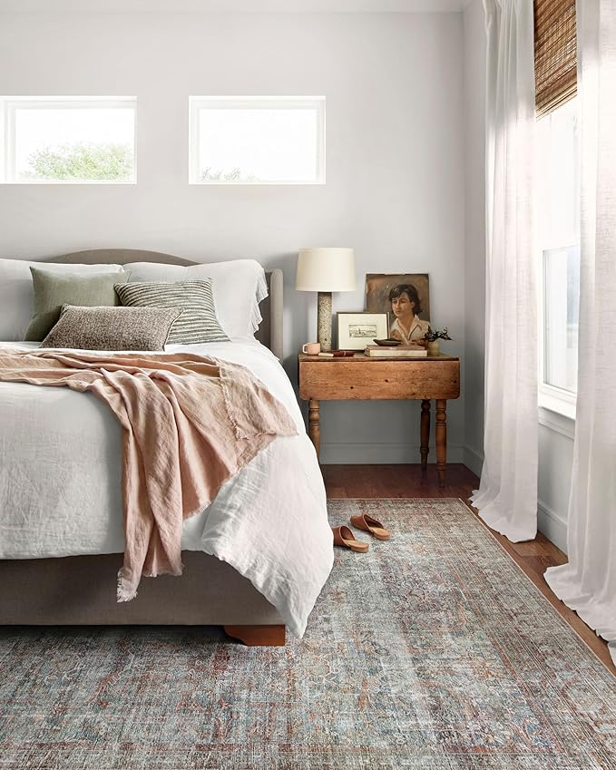 Loloi Chris Loves Julia Jules Collection JUL-05 Lagoon/Brick 9'-6" x 14', .13" Pile Height, Area Rug
