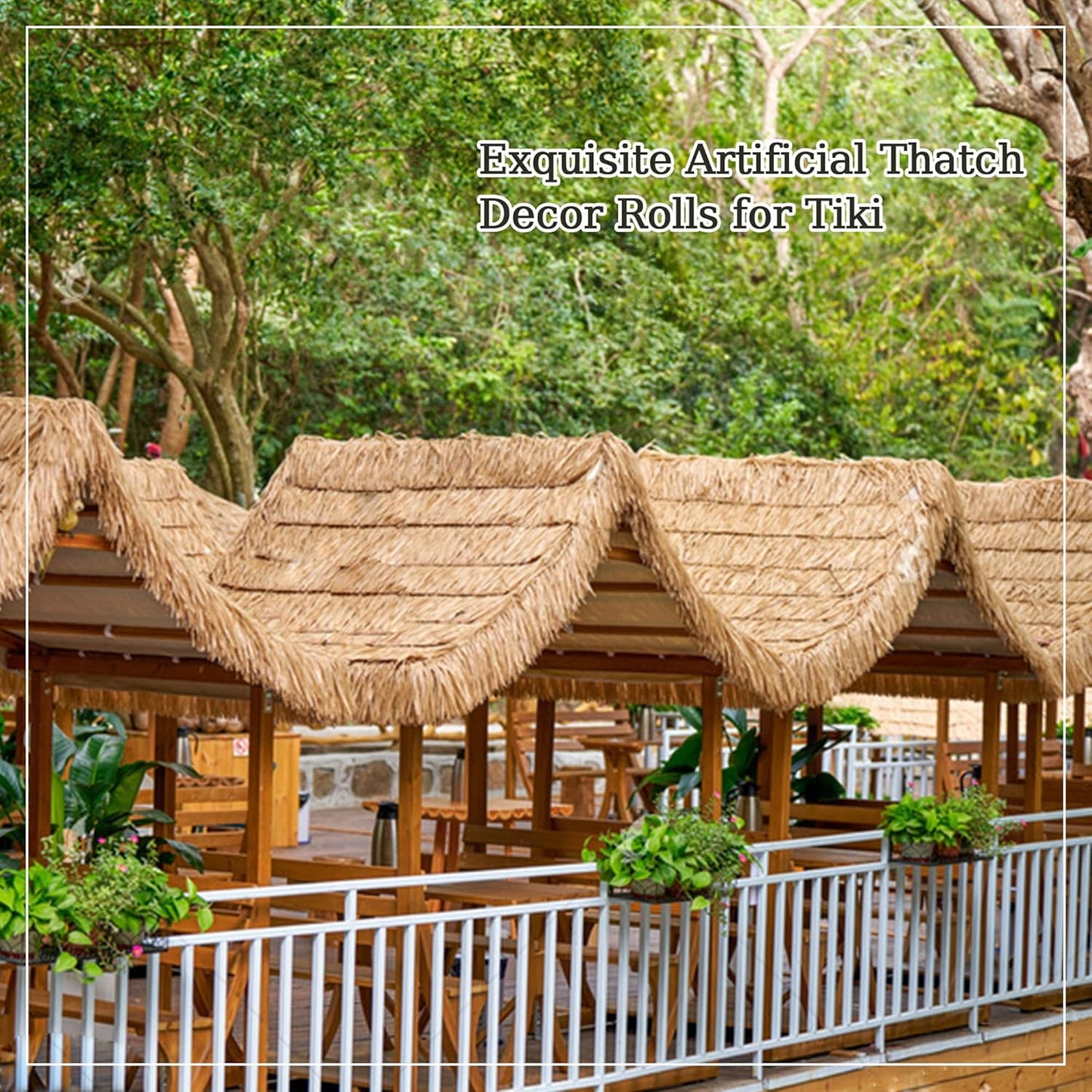 Premium Mexican Style Artificial Palm Thatch Roof Rolls. 5 Lengths, 2 Colors. Waterproof. Easy Install. Ideal for Tiki Bars, Parties, Gardens & Fences (20ft x 16in - Straw Yellow)