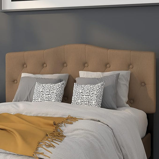 Flash Furniture Cambridge Tufted Upholstered Full Size Headboard in Dark Brown Fabric