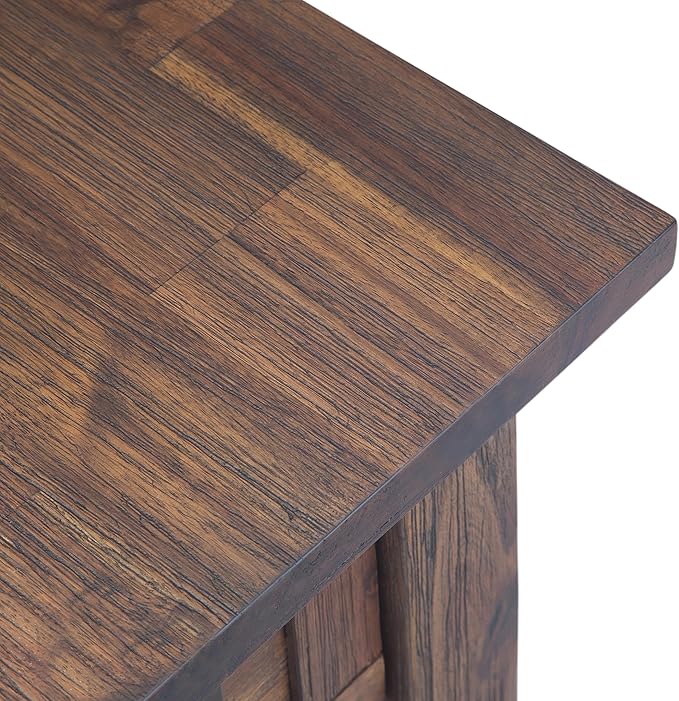 SIMPLIHOME Monroe Narrow Side Table – 14 inch Wide Solid Acacia Wood End Table in Distressed Charcoal Brown, Rustic Accent Table or Side Table for Living Room with Drawer and Shelf